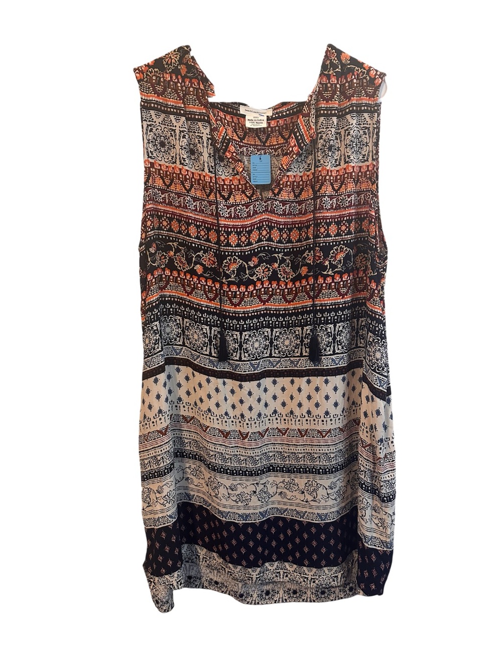 beachlunchlounge Sleeveless Midi Dress - Black, Cream & Orange